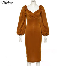 Load image into Gallery viewer, La RoSa sexy pure V Neck off shoulder bodycon dress women autumn winter club party night red Elegant midi dress Mujer black dress 2020