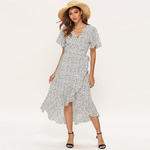 Load image into Gallery viewer, La RoSa 2020Summer Maxi Dress Women Floral Print Boho Long Chiffon Dress Ruffles Wrap Casual V-Neck Split Sexy Party Dress Robe Femme
