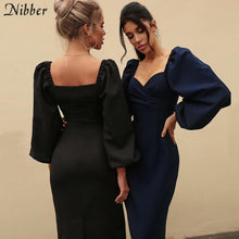 Load image into Gallery viewer, La RoSa sexy pure V Neck off shoulder bodycon dress women autumn winter club party night red Elegant midi dress Mujer black dress 2020
